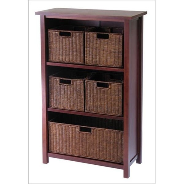 Winsome Winsome 94313 Milan 6 Piece Cabinet or Shelf and Baskets - Shelf  One Basket  4 Small Baskets - Antique Walnut 94313